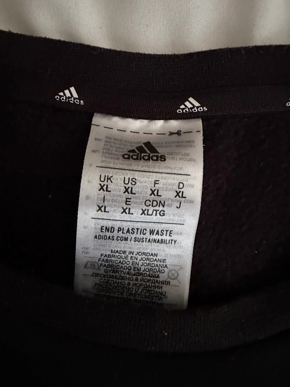 adidas Black Crew Sweatshirt with Dark Grey Three-Stripes